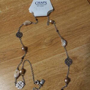 NEW w TAG CHAPS MOTHER of PEARL LONG NECKLACE 36"